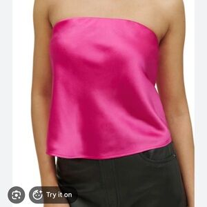 Reformation Fuchsia Satin Strapless Camisole
